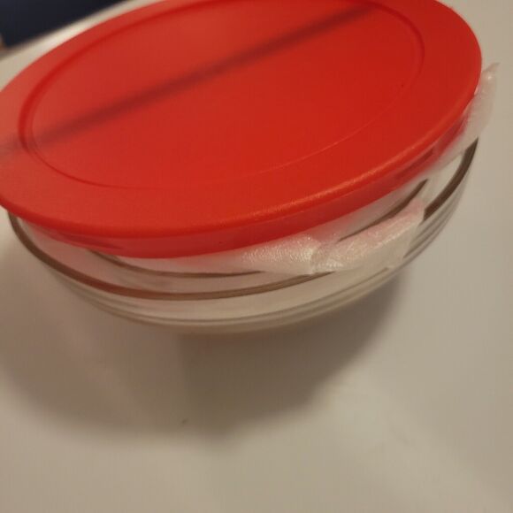 Set Of 5 Glass Storage Bowls Nesting Bowls With Red Plastic Lids - Picture 4 of 4